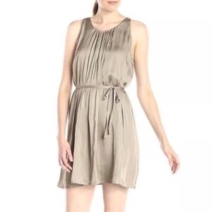 REBECCA MINKOFF Green Henderson Pleated Silk Mini Dress